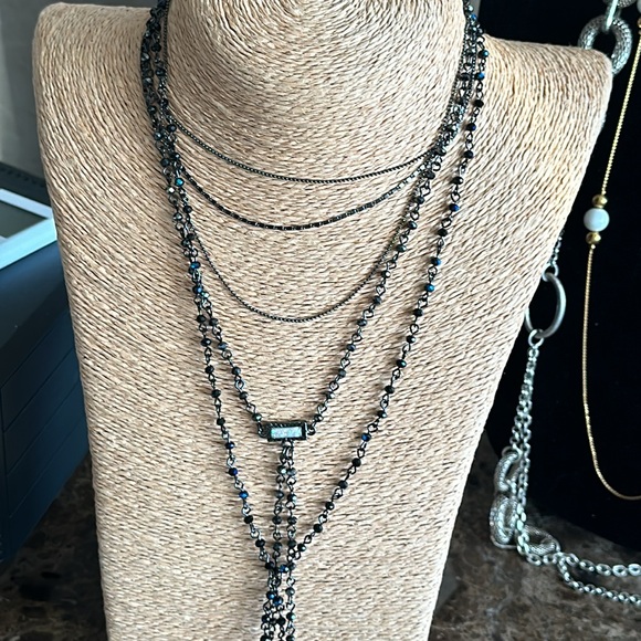 Exquisite multi chain layered with long crystal and chain tassels  gorgeous on - Picture 5 of 12